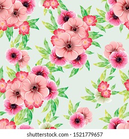 Abstract seamless pattern with plants, herbs and flowers