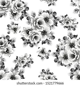 Abstract seamless pattern with plants, herbs and flowers