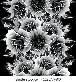 Abstract seamless pattern with plants, herbs and flowers