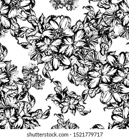 Abstract seamless pattern with plants, herbs and flowers