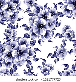 Abstract seamless pattern with plants, herbs and flowers