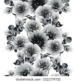 Abstract seamless pattern with plants, herbs and flowers