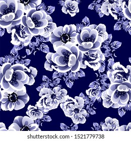 Abstract seamless pattern with plants, herbs and flowers