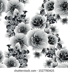 Abstract seamless pattern with plants, herbs and flowers