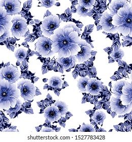 Abstract seamless pattern with plants, herbs and flowers