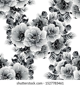 Abstract seamless pattern with plants, herbs and flowers