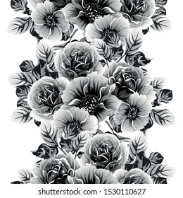 Abstract seamless pattern with plants, herbs and flowers