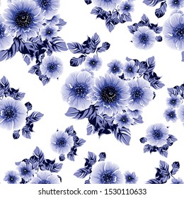 Abstract seamless pattern with plants, herbs and flowers