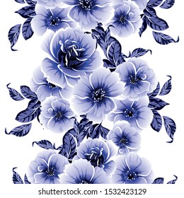 Abstract seamless pattern with plants, herbs and flowers, colorful botanical illustration.