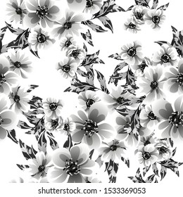 Abstract seamless pattern with plants, herbs and flowers