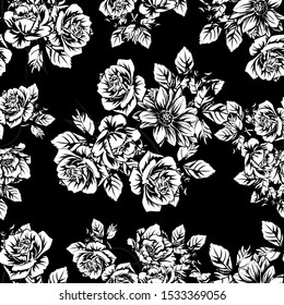 Abstract seamless pattern with plants, herbs and flowers