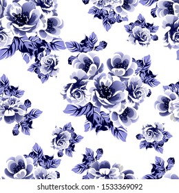 Abstract seamless pattern with plants, herbs and flowers