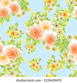 Abstract seamless pattern with plants, herbs and flowers