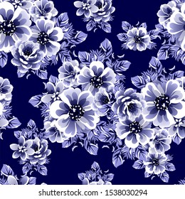 Abstract seamless pattern with plants, herbs and flowers