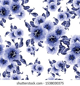 Abstract seamless pattern with plants, herbs and flowers