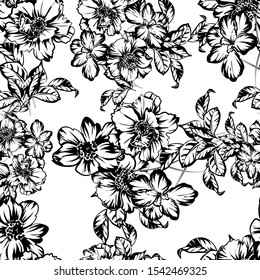 Abstract seamless pattern with plants, herbs and flowers