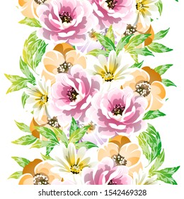 Abstract seamless pattern with plants, herbs and flowers