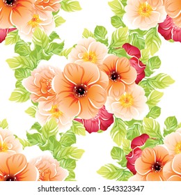 Abstract seamless pattern with plants, herbs and flowers
