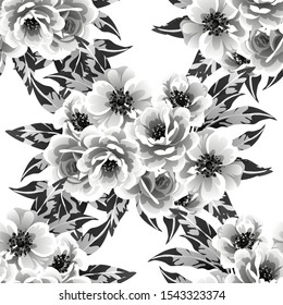 Abstract seamless pattern with plants, herbs and flowers