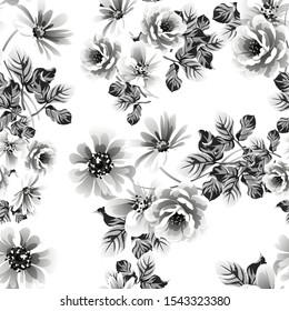 Abstract seamless pattern with plants, herbs and flowers