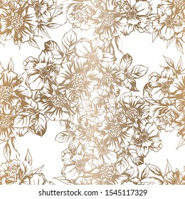 Abstract seamless pattern with plants, herbs and flowers