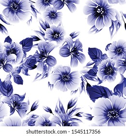 Abstract seamless pattern with plants, herbs and flowers