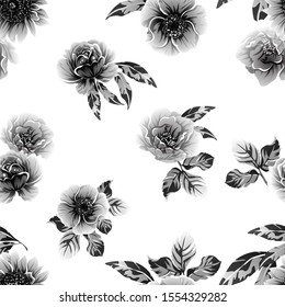 Abstract seamless pattern with plants, herbs and flowers