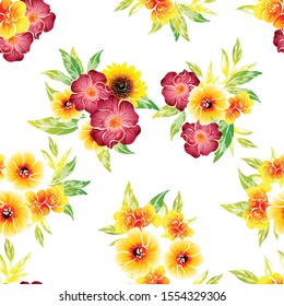 Abstract seamless pattern with plants, herbs and flowers