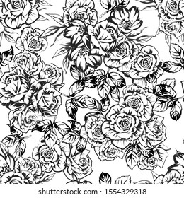 Abstract seamless pattern with plants, herbs and flowers