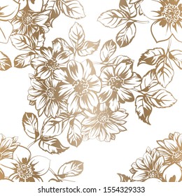 Abstract seamless pattern with plants, herbs and flowers