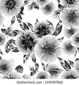 Abstract seamless pattern with plants, herbs and flowers