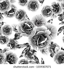 Abstract seamless pattern with plants, herbs and flowers