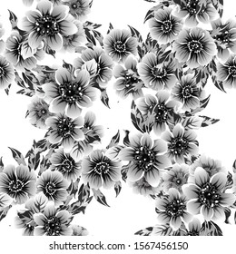 Abstract seamless pattern with plants, herbs and flowers