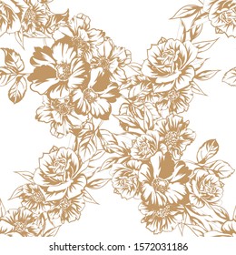 Abstract seamless pattern with plants, herbs and flowers