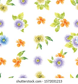 Abstract seamless pattern with plants, herbs and flowers