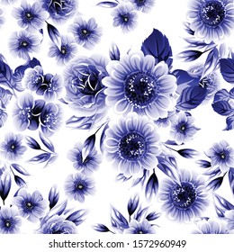 Abstract seamless pattern with plants, herbs and flowers