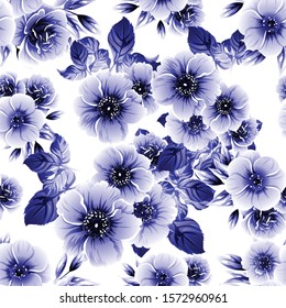 Abstract seamless pattern with plants, herbs and flowers