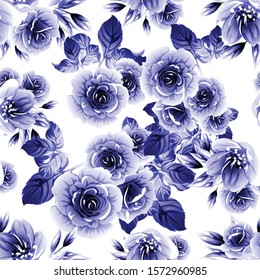 Abstract seamless pattern with plants, herbs and flowers