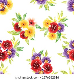 Abstract seamless pattern with plants, herbs and flowers