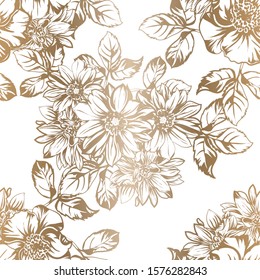 Abstract seamless pattern with plants, herbs and flowers