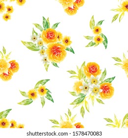 Abstract seamless pattern with plants, herbs and flowers