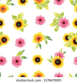 Abstract seamless pattern with plants, herbs and flowers