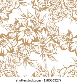 Abstract seamless pattern with plants, herbs and flowers