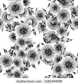 Abstract seamless pattern with plants, herbs and flowers