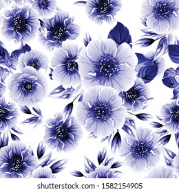 Abstract seamless pattern with plants, herbs and flowers