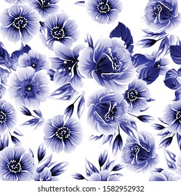 Abstract seamless pattern with plants, herbs and flowers