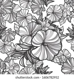 Abstract seamless pattern with plants, herbs and flowers