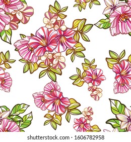 Abstract seamless pattern with plants, herbs and flowers