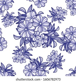 Abstract seamless pattern with plants, herbs and flowers