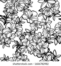 Abstract seamless pattern with plants, herbs and flowers
